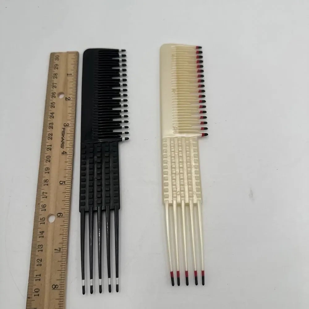 Lot Of 2 Vintage Tease Combs Black White